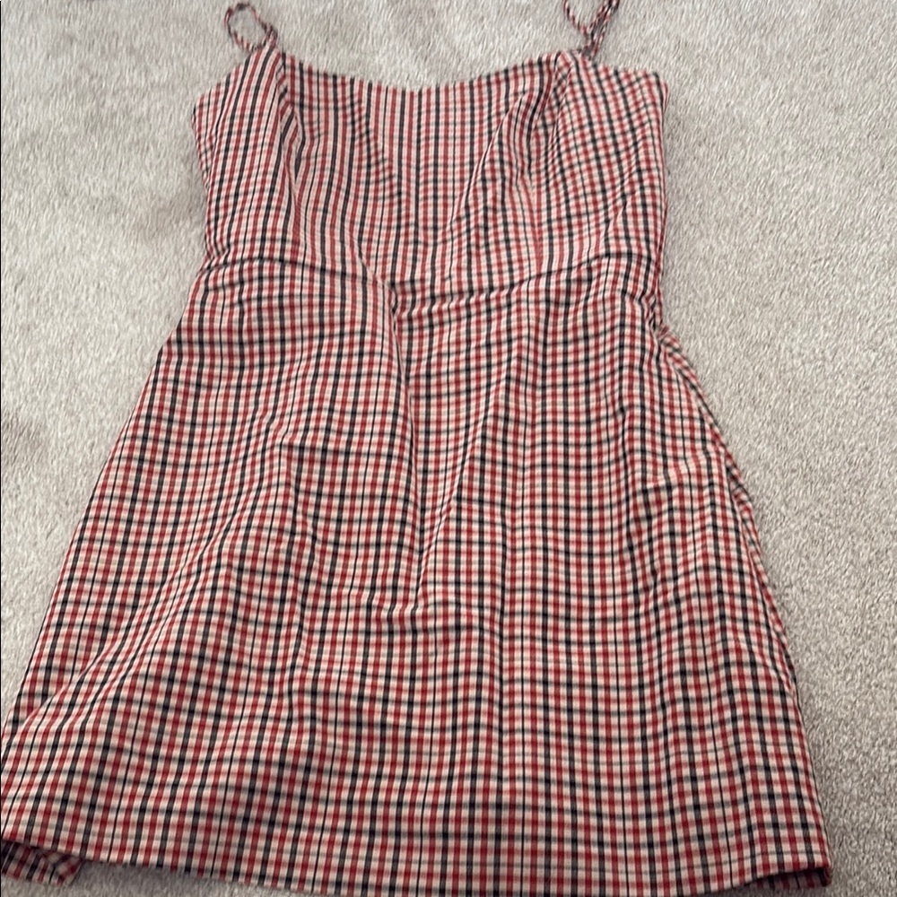 Aritzia Wilfred Red and Black Checkered Dress